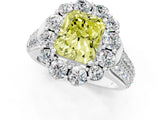 White gold Fancy Yellow Radiant  Halo Diamond Engagement Ring with Split Shank and Prong Setting_67