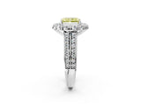White gold Fancy Yellow Radiant  Halo Diamond Engagement Ring with Split Shank and Prong Setting_68