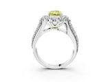 White gold Fancy Yellow Radiant  Halo Diamond Engagement Ring with Split Shank and Prong Setting_69