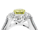 White gold Fancy Yellow Radiant  Halo Diamond Engagement Ring with Split Shank and Prong Setting_70