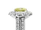 White gold Fancy Yellow Radiant  Halo Diamond Engagement Ring with Split Shank and Prong Setting_71