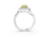 White gold Fancy Yellow Radiant  Halo Diamond Engagement Ring with Twisted Band and Four-Prong Setting 4
