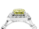White gold Fancy Yellow Radiant  Halo Diamond Engagement Ring with Twisted Band and Four-Prong Setting 5