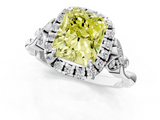 White gold Fancy Yellow Radiant  Halo Diamond Engagement Ring with Vintage-Inspired Band and Four-Prong Setting_4