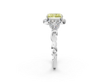 White gold Fancy Yellow Radiant  Halo Diamond Engagement Ring with Vintage-Inspired Band and Four-Prong Setting_5