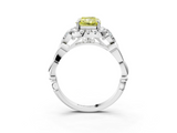 White gold Fancy Yellow Radiant  Halo Diamond Engagement Ring with Vintage-Inspired Band and Four-Prong Setting_6