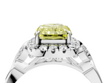 White gold Fancy Yellow Radiant  Halo Diamond Engagement Ring with Vintage-Inspired Band and Four-Prong Setting_7