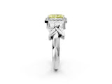 White gold Fancy Yellow Radiant  Halo Diamond Floral Band with Four-Prong Setting_57