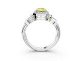 White gold Fancy Yellow Radiant  Halo Diamond Floral Band with Four-Prong Setting_59
