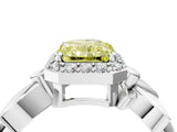 White gold Fancy Yellow Radiant  Halo Diamond Floral Band with Four-Prong Setting_59