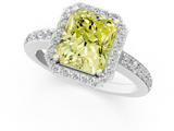 White gold Fancy Yellow Radiant  Halo Diamond Pavé Band Ring with Prong Setting_21