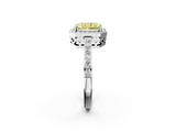 White gold Fancy Yellow Radiant  Halo Diamond Pavé Band Ring with Prong Setting_22