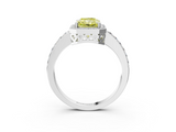 White gold Fancy Yellow Radiant  Halo Diamond Pavé Band Ring with Prong Setting_23