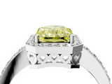 White gold Fancy Yellow Radiant  Halo Diamond Pavé Band Ring with Prong Setting_24