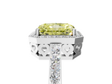 White gold Fancy Yellow Radiant  Halo Diamond Pavé Band Ring with Prong Setting_25