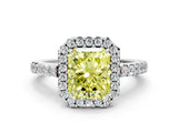 White gold Fancy Yellow Radiant  Halo Diamond Pavé Solitaire Ring_27