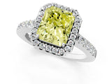 White gold Fancy Yellow Radiant  Halo Diamond Pavé Solitaire Ring_28