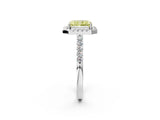 White gold Fancy Yellow Radiant  Halo Diamond Pavé Solitaire Ring_29