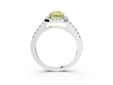 White gold Fancy Yellow Radiant  Halo Diamond Pavé Solitaire Ring_30