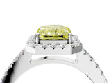White gold Fancy Yellow Radiant  Halo Diamond Pavé Solitaire Ring_31