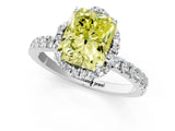White gold Fancy Yellow Radiant  Halo Diamond Pave Band Ring with Four-Prong Setting_16
