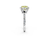 White gold Fancy Yellow Radiant  Halo Diamond Pave Band Ring with Four-Prong Setting_17