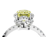 White gold Fancy Yellow Radiant  Halo Diamond Pave Band Ring with Four-Prong Setting_19