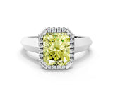 White gold Fancy Yellow Radiant  Halo Diamond Ring with Cathedral Band and Four-Prong Setting_74