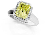 White gold Fancy Yellow Radiant  Halo Diamond Ring with Cathedral Band and Four-Prong Setting_75