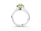 White gold Fancy Yellow Radiant  Halo Diamond Ring with Cathedral Band and Four-Prong Setting_76
