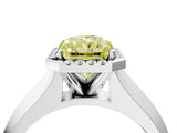 White gold Fancy Yellow Radiant  Halo Diamond Ring with Cathedral Band and Four-Prong Setting_78