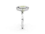 White gold Fancy Yellow Radiant  Halo Diamond Ring with Milgrain Edge and Round Prong Setting_40