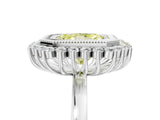White gold Fancy Yellow Radiant  Halo Diamond Ring with Milgrain Edge and Round Prong Setting_42