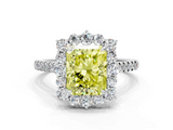 White gold Fancy Yellow Radiant  Halo Diamond Ring with Pavé Band and Prong Setting_37
