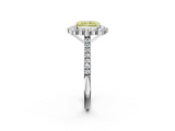 White gold Fancy Yellow Radiant  Halo Diamond Ring with Pavé Band and Prong Setting_39