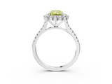 White gold Fancy Yellow Radiant  Halo Diamond Ring with Pavé Band and Prong Setting_40