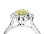 White gold Fancy Yellow Radiant  Halo Diamond Ring with Pavé Band and Prong Setting_41