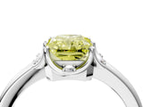 White gold Fancy Yellow Radiant  Halo Diamond Ring with Round Cluster Setting, Solitaire Band, and Four-Prong Setting_53