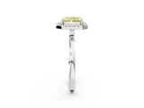 White gold Fancy Yellow Radiant  Halo Diamond Solitaire with Pavé Band and Four-Prong Setting_105