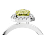 White gold Fancy Yellow Radiant  Halo Diamond Solitaire with Pavé Band and Four-Prong Setting_107