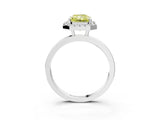 White gold Fancy Yellow Radiant  Halo Diamond Solitaire with Pavé Band and Four-Prong Setting_107