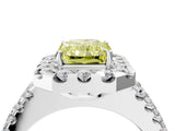 White gold Fancy Yellow Radiant  Halo Diamond Split Shank Engagement Ring with Prong Setting_37