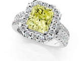 White gold Fancy Yellow Radiant  Halo Diamond Split Shank Engagement Ring with Prong Setting_46