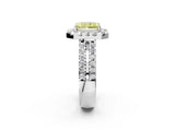 White gold Fancy Yellow Radiant  Halo Diamond Split Shank Engagement Ring with Prong Setting_47