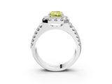 White gold Fancy Yellow Radiant  Halo Diamond Split Shank Engagement Ring with Prong Setting_48
