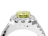White gold Fancy Yellow Radiant  Halo Diamond Split Shank Engagement Ring with Prong Setting_49