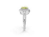White gold Fancy Yellow Radiant  Halo Diamond Split Shank Ring with Milgrain Detail_69