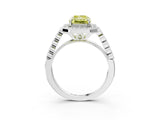 White gold Fancy Yellow Radiant  Halo Milgrain Solitaire with Bezel Set Side Stones and Pave Band_35