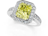 White gold Fancy Yellow Radiant  Halo Pavé Diamond Engagement Ring with Bezel Setting_50