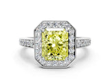 White gold Fancy Yellow Radiant  Halo Pavé Diamond Engagement Ring with Bezel Setting_50